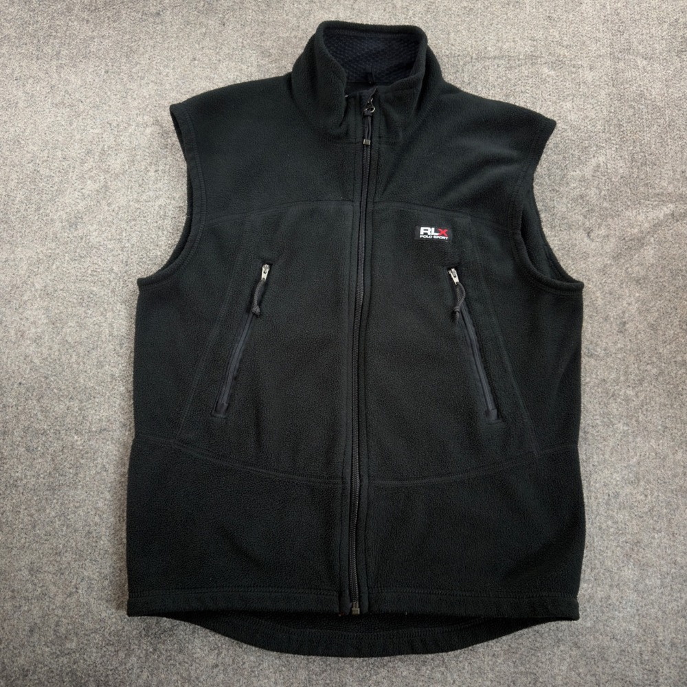 Vintage RLX Ralph Lauren Polo Sport Black Fleece Vest Men's Size S Made in USA